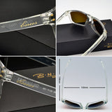 BNUS Italy made Classic Sunglasses Corning Real Glass Lens w. Polarized Option Frame: Transparent / Lens: Blue Flash