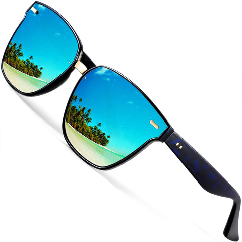 ATTCL Unisex Wayfarer Sunglasses 100% Polarized UV Protection Blue as the pictures