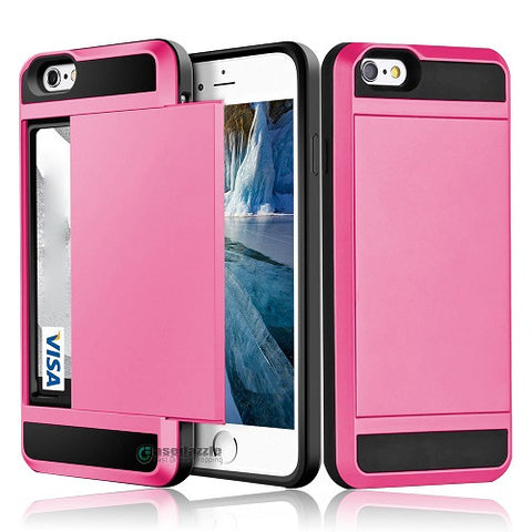 Card Pocket Wallet ShockProof Hybrid Armor Case Cover for iPhone